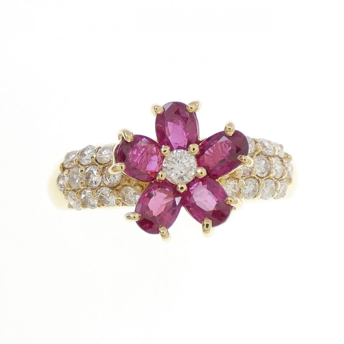 K18YG FLOWER RUBY RING - 2