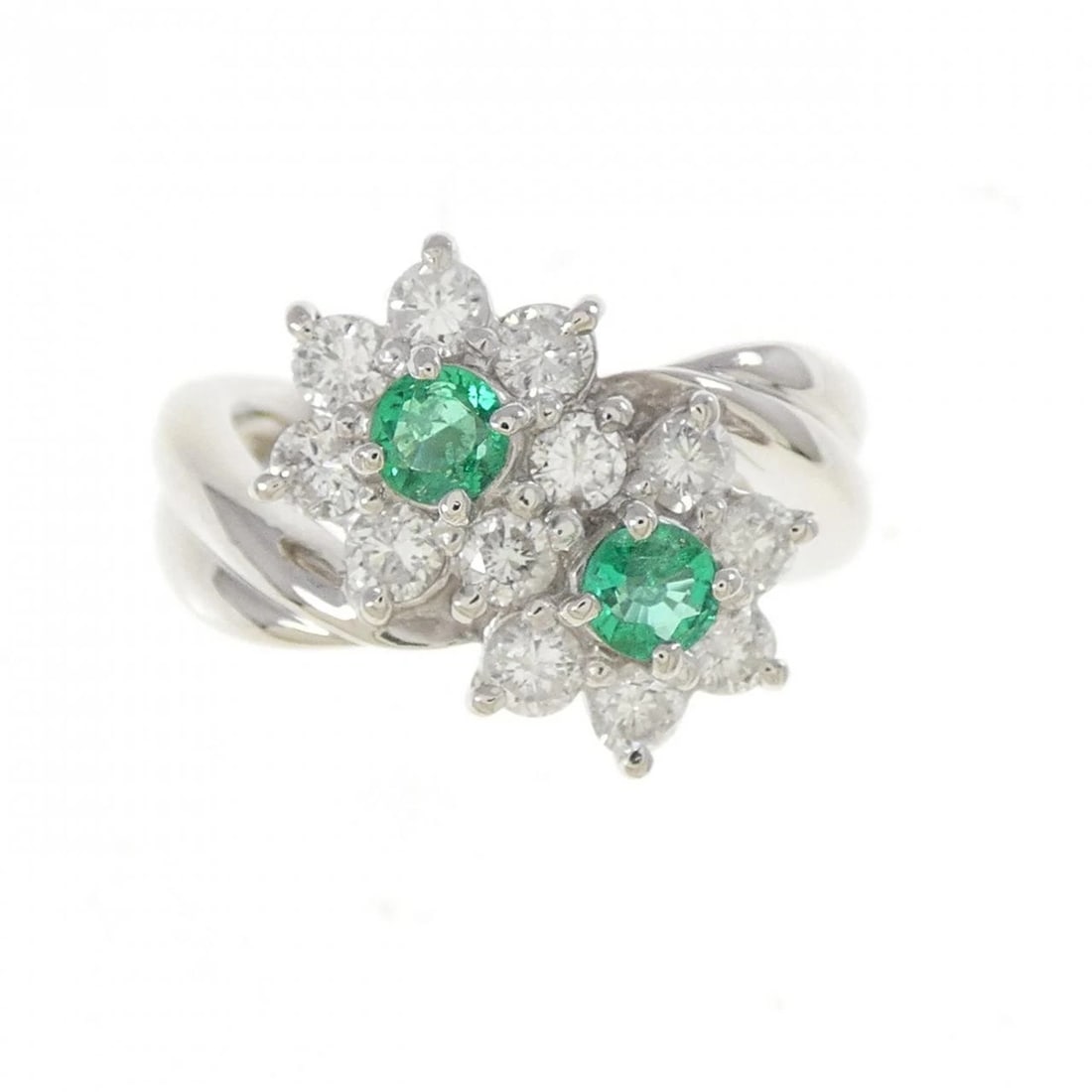 PT900 FLOWER EMERALD RING - 2