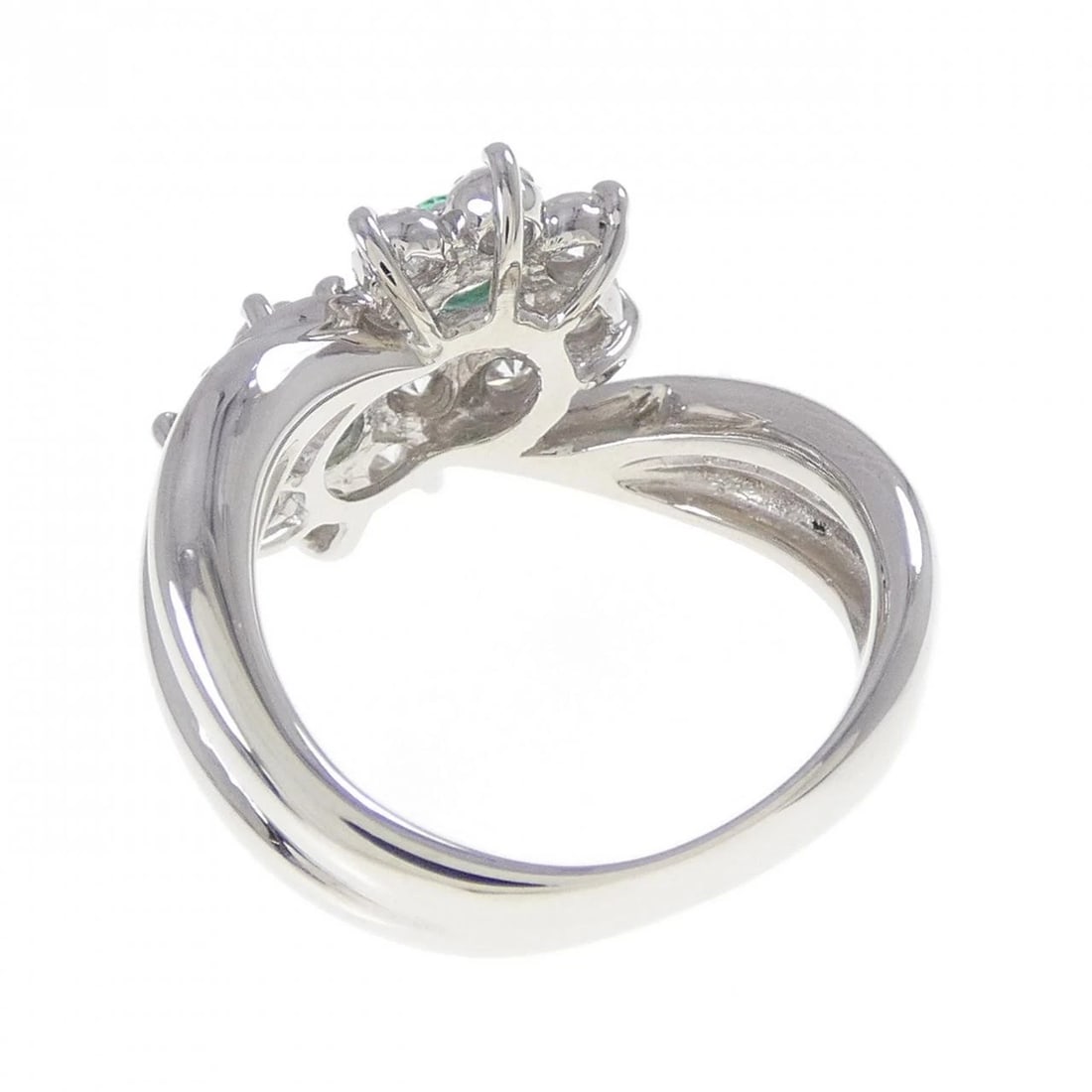 PT900 FLOWER EMERALD RING - 3