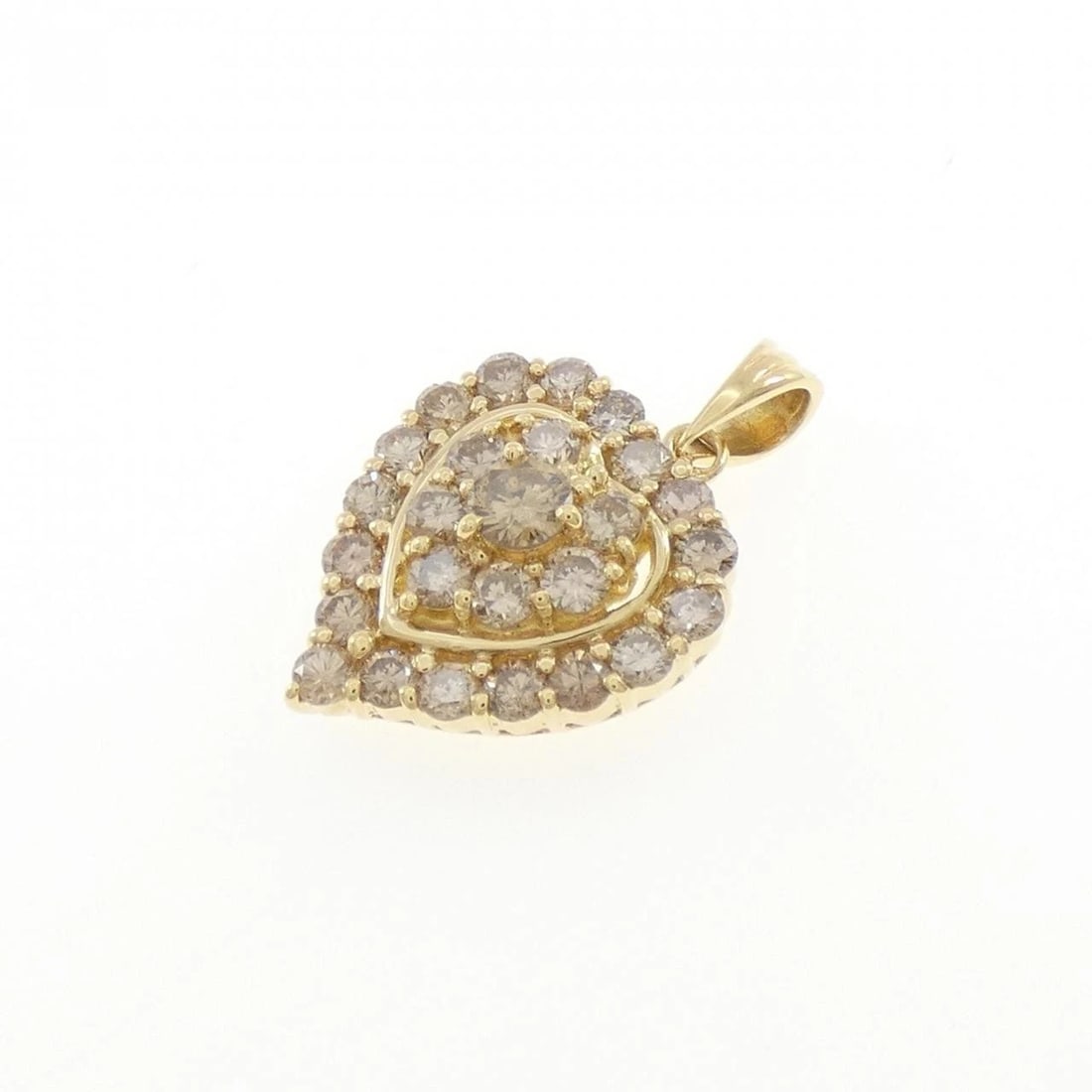 K18YG HEART DIAMOND PENDANT: K18YG Heart Diamond Pendant Brand: Unbranded Type/Style: Diamond Pendant/Brooch Material: K18 yellow gold, Color: Yellow Gold Size: Actual Size Approximate dimensions: 22.9mm (height) x 13.5mm