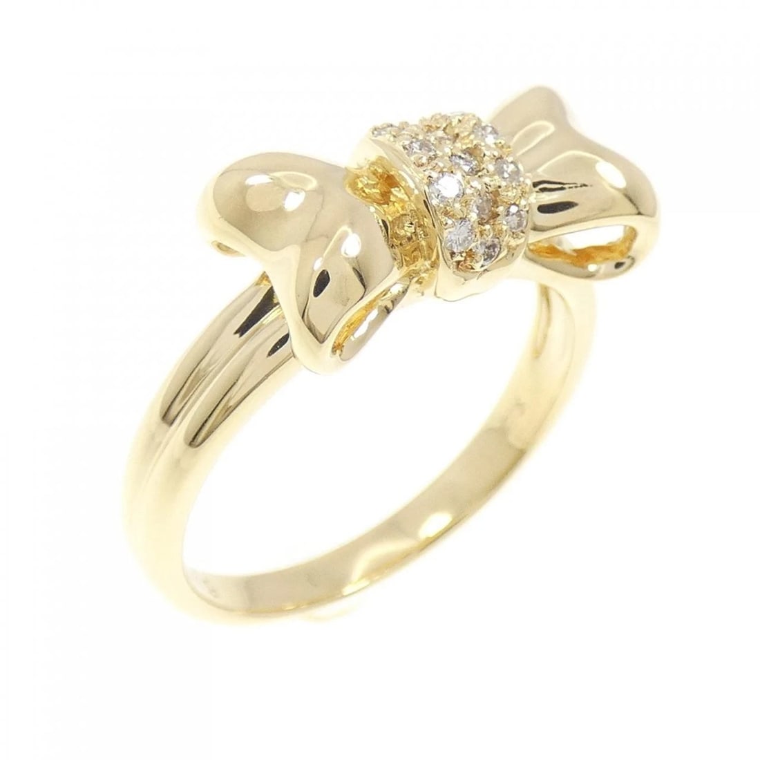 K18YG RIBBON DIAMOND RING: K18YG Ribbon Diamond Ring Brand: Unbranded Type/Style: Diamond Ring Material: 18K Yellow Gold, Color: Yellow Gold Size: US 6 1/2 Accessories: None Accessories Notice: When purchasing pre-owned goods,