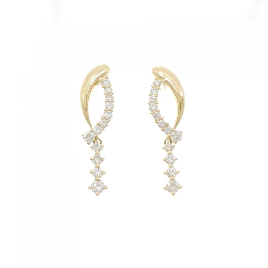 K18YG DIAMOND PIERCE: K18YG Diamond Pierce Brand: Unbranded Type/Style: Diamond Pierce/Earring Material: K18YG, Color: Yellow Gold Size: Actual Size Approx. length x width: 26.5mm x 7.6mm Accessories: None Accessories