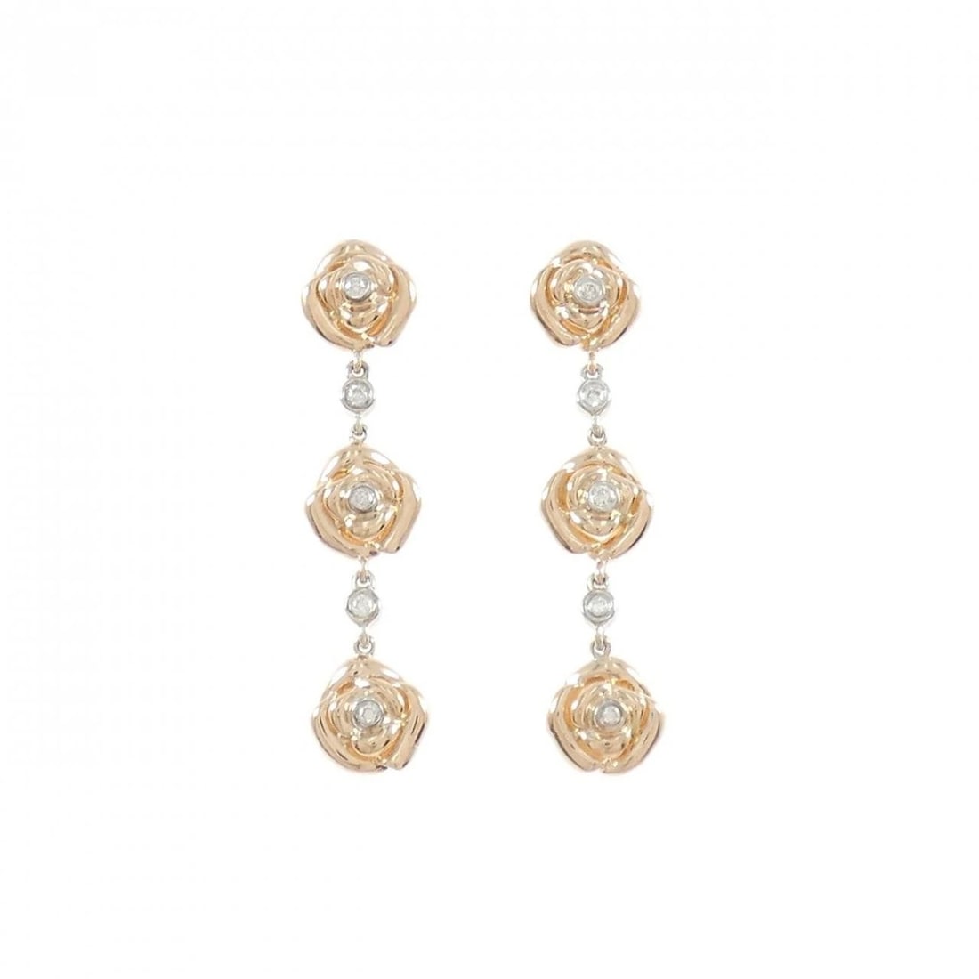 K18WG/K18PG ROSE DIAMOND PIERCING: K18WG/K18PG Rose Diamond Piercing Brand: Unbranded Type/Style: Diamond Pierce/Earring Material: K18WG/K18PG, Color: WG,PG Size: Actual Size Approximate dimensions (height x width): 35.1cm x 7.5cm