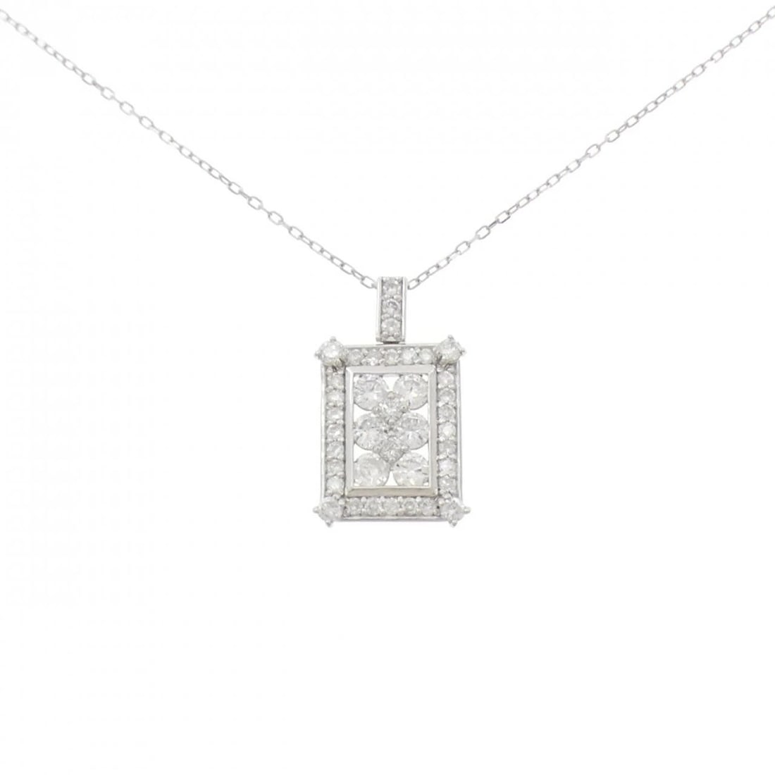 PT950 DIAMOND NECKLACE: PT950 Diamond Necklace Brand: Unbranded Type/Style: Diamond Necklace Material: Platinum900, Main Stone/Creation Natural Color: Platinum Size: Actual Size Pendant length approx. x width approx.: 20.8mm