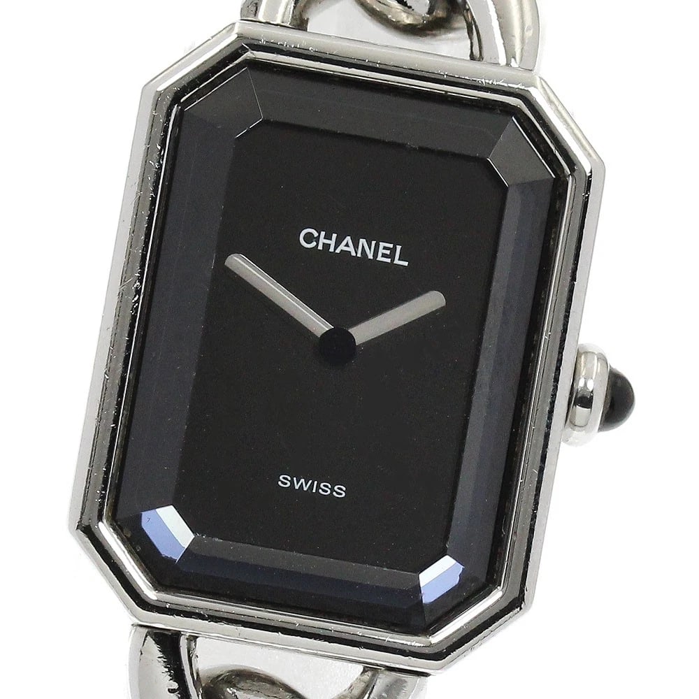 CHANEL PREMIERE BLACK DIAL QUARTZ WATCH: CHANEL Premiere Black Dial Quartz Watch Brand: CHANEL Type/Style: Wristwatch Material: Band Material Stainless Steel, Case Material Stainless Steel Color: Band Color Silver, Case Color Silver, Dial Co
