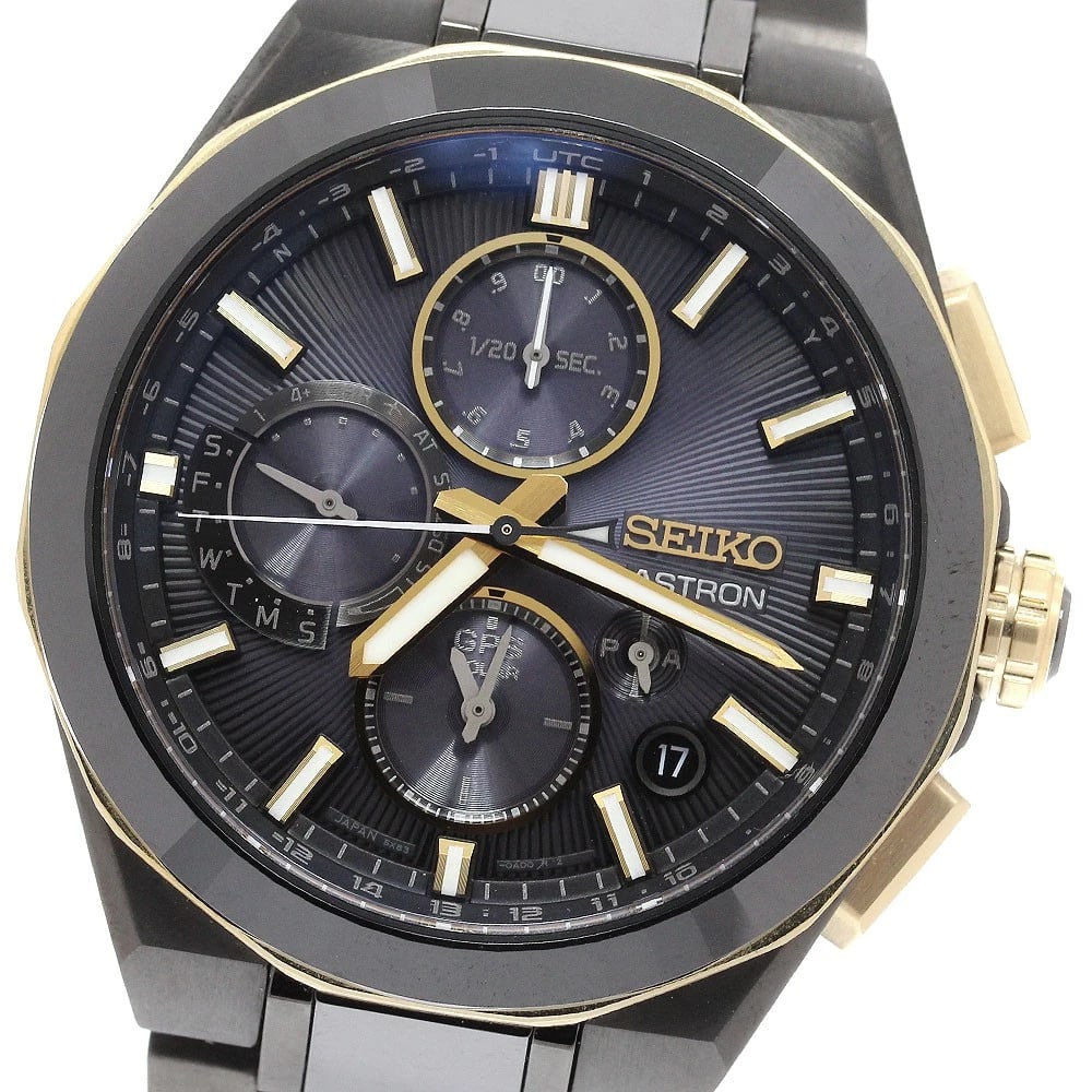 SEIKO ASTRON KINTARO HATTORI SOLAR POWERED RADIO WATCH: SEIKO Astron Kintaro Hattori Solar Powered Radio Brand: SEIKO Type/Style: Wristwatch Material: Band Material Titanium / ceramic, Case Material Titanium/Ceramic/Gold Plated Color: Band Color black, Cas