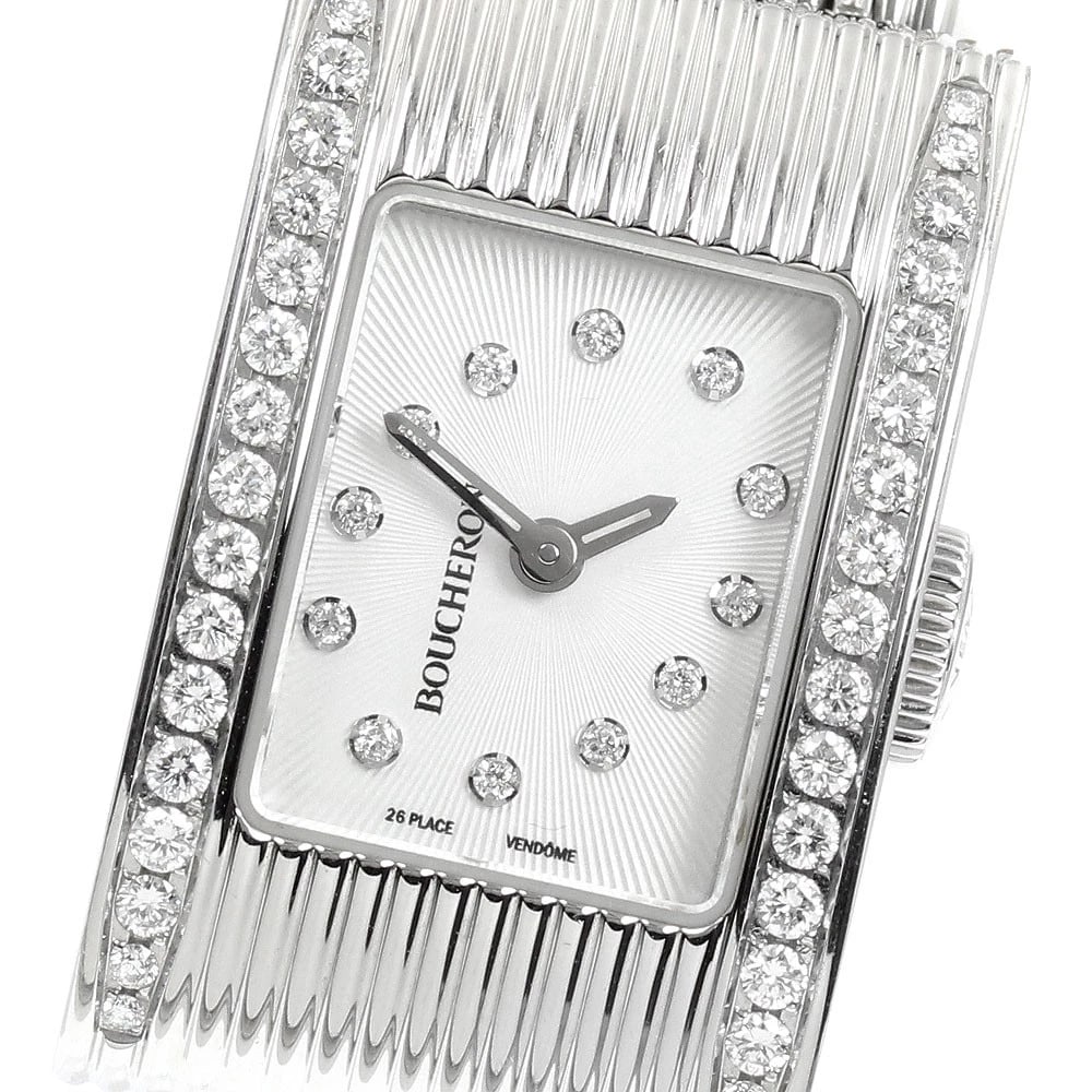 BOUCHERON REFLET DIAMONDS SIDE DIAMONDS SILVER DIAL QUARTZ WATCH: Boucheron Reflet Diamonds Side Diamonds Silver Dial Quartz Brand: Boucheron Type/Style: Wristwatch Material: Band Material Stainless Steel, Case Material Stainless Steel Color: Band Color Silver,
