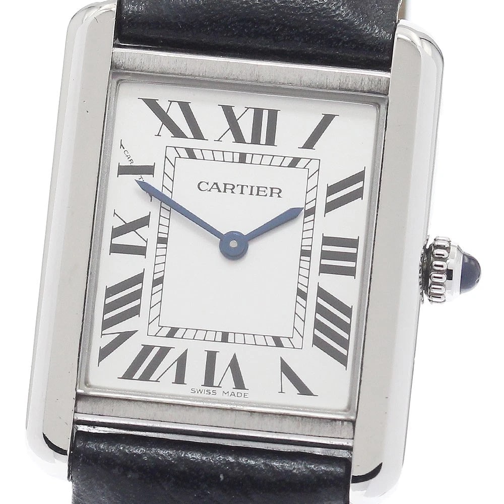 CARTIER TANK SOLO SM SILVER DIAL QUARTZ WATCH: CARTIER Tank Solo SM Silver Dial Quartz Watch Brand: CARTIER Type/Style: Wristwatch Material: Band Material leather, Case Material Stainless Steel Color: Band Color black, Case Color Silver, Dial Colo