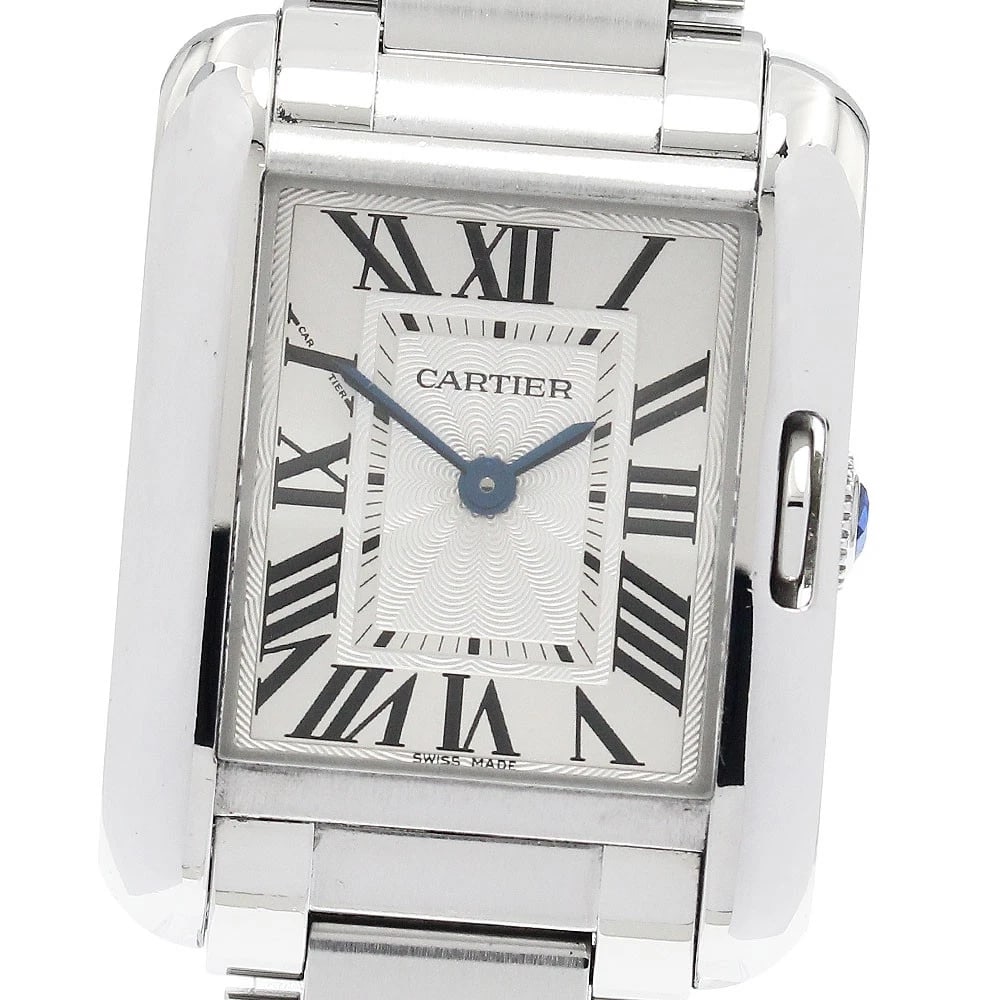 CARTIER TANK ANGLAZE SM SILVER DIAL QUARTZ WATCH: CARTIER Tank Anglaze SM Silver Dial Quartz Watch Brand: CARTIER Type/Style: Wristwatch Material: Band Material Stainless Steel, Case Material Stainless Steel Color: Band Color Silver, Case Color Silve