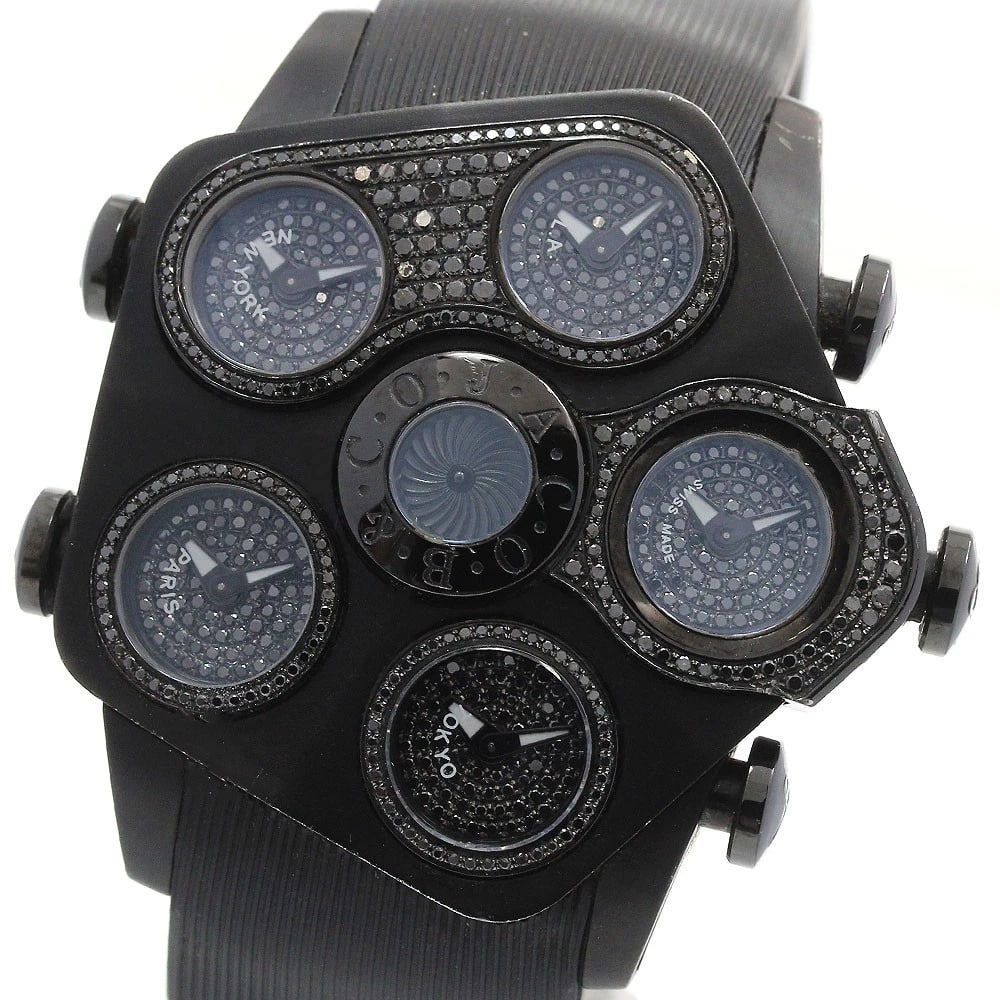 JACOB CO G5 GRAND BLACK DIAMOND BEZEL BLACK DIAL QUARTZ WATCH: JACOB Co G5 Grand Black Diamond Bezel Black Dial Quartz Brand: JACOB&CO Type/Style: Wristwatch Material: Band Material rubber, Case Material Stainless Steel Color: Band Color black, Case Color black, 
