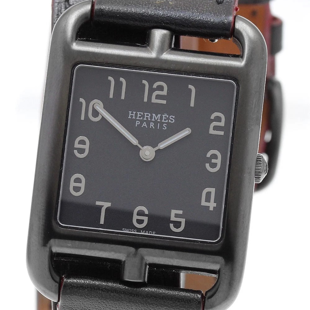 HERMES CAPE COD GM SHADOW BLACK DIAL QUARTZ WATCH: HERMES Cape Cod GM Shadow Black Dial Quartz Watch Brand: HERMES Type/Style: Wristwatch Material: Band Material leather, Case Material Stainless Steel Color: Band Color Black / brown, Case Color black,