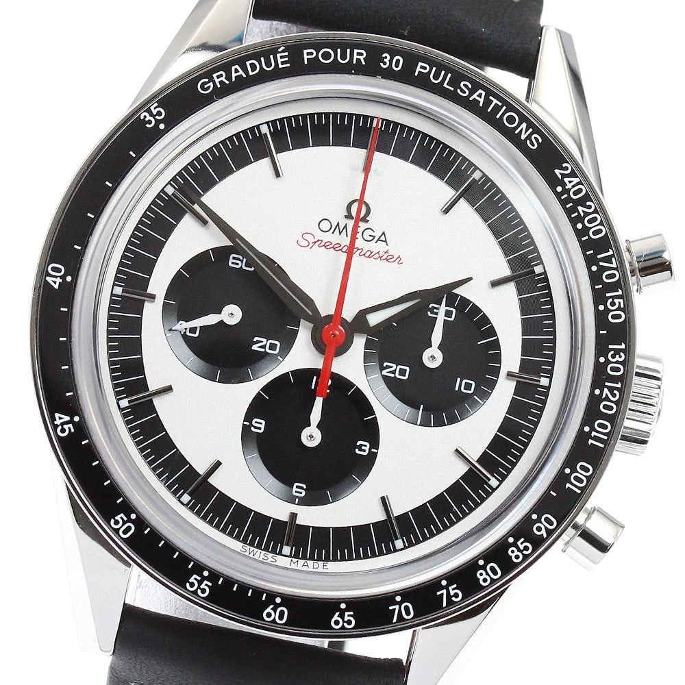 OMEGA SPEEDMASTER MOONWATCH LIMITED HAND WINDING WATCH: OMEGA Speedmaster Moonwatch Limited Hand Winding Brand: OMEGA Type/Style: Wristwatch Material: Band Material leather, Case Material Stainless Steel Color: Band Color black, Case Color Silver, Dial Col