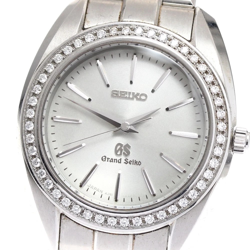 SEIKO GRAND SEIKO DIAMOND BEZEL QUARTZ WATCH: SEIKO Grand Seiko Diamond Bezel Quartz Brand: SEIKO Type/Style: Wristwatch Material: Band Material Stainless Steel, Case Material Stainless Steel Color: Band Color Silver, Case Color Silver, Dial Colo