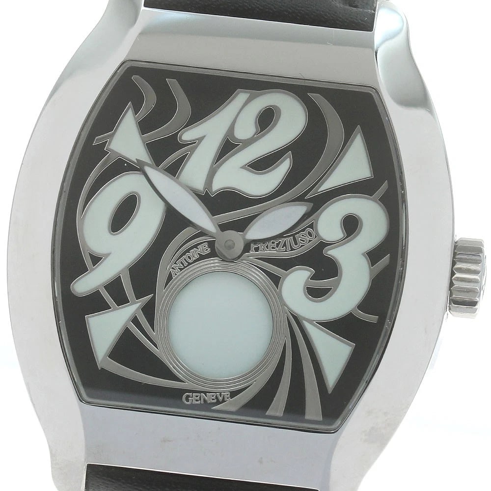 ANTOINE PREZIUSO MOONLIGHT LARGE SIZE WATCH: Antoine Preziuso Moonlight Large Size Brand: Antoine Preziuso Type/Style: Wristwatch Material: Band Material leather, Case Material Stainless Steel Color: Band Color black, Case Color Silver, Dial Col