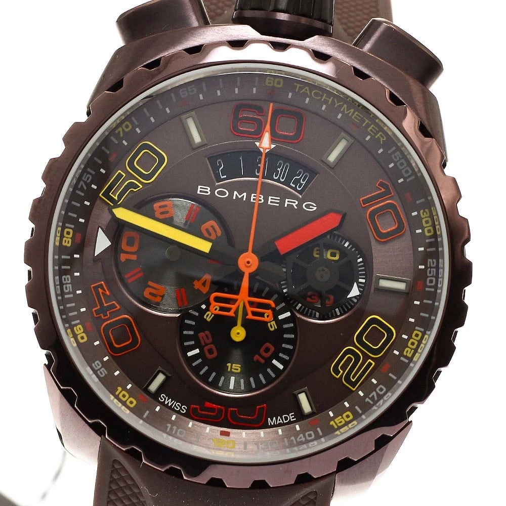 BOMBERG BOLT CHROMA BROWN DIAL QUARTZ WATCH: BOMBERG BOLT Chroma Brown Dial Quartz Brand: BOMBERG Type/Style: Wristwatch Material: Band Material rubber, Case Material Stainless Steel Color: Band Color Brown, Case Color Brown, Dial Color Brown Si