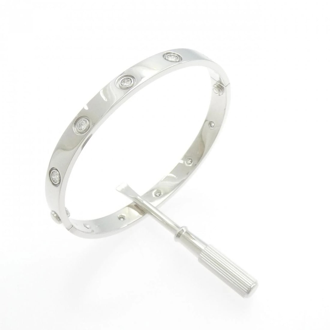 CARTIER LOVE BRACELET 10P: Cartier Love Bracelet 10P Brand: CARTIER Type/Style: Cartier Bracelets Material: 750 white gold, Color: white gold Size: Lenght 16cm (17) Actual Size Max width approx.: 6.1mm Accessories: None