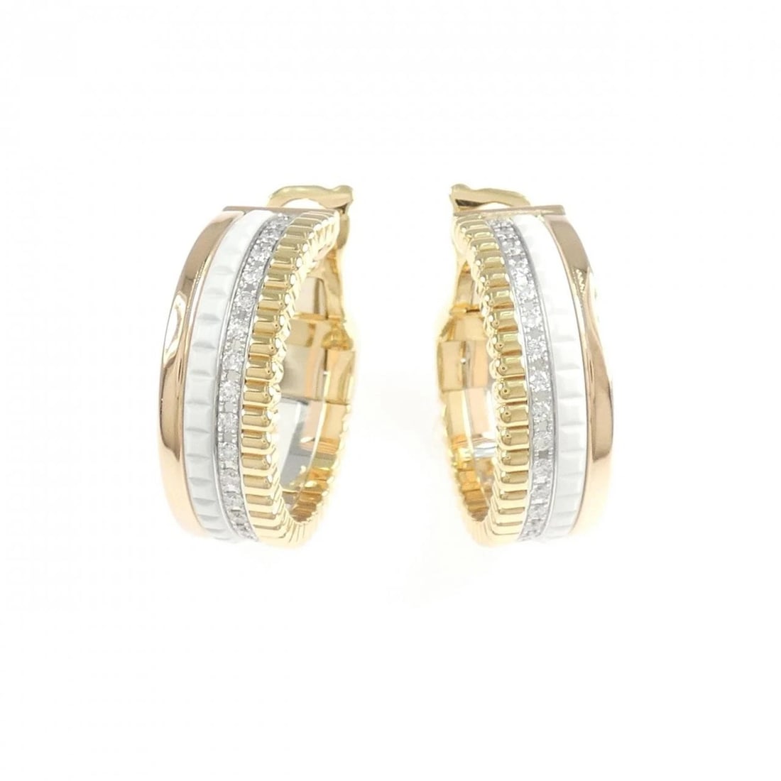 BOUCHERON QUATRE WHITE PIERCE: Boucheron Quatre White Pierce Brand: Boucheron Type/Style: Boucheron Pierce/Earring Material: 750 Three Color/Ceramic, Main Stone Natural Color: none Size: Actual Size Approximate dimensions (height