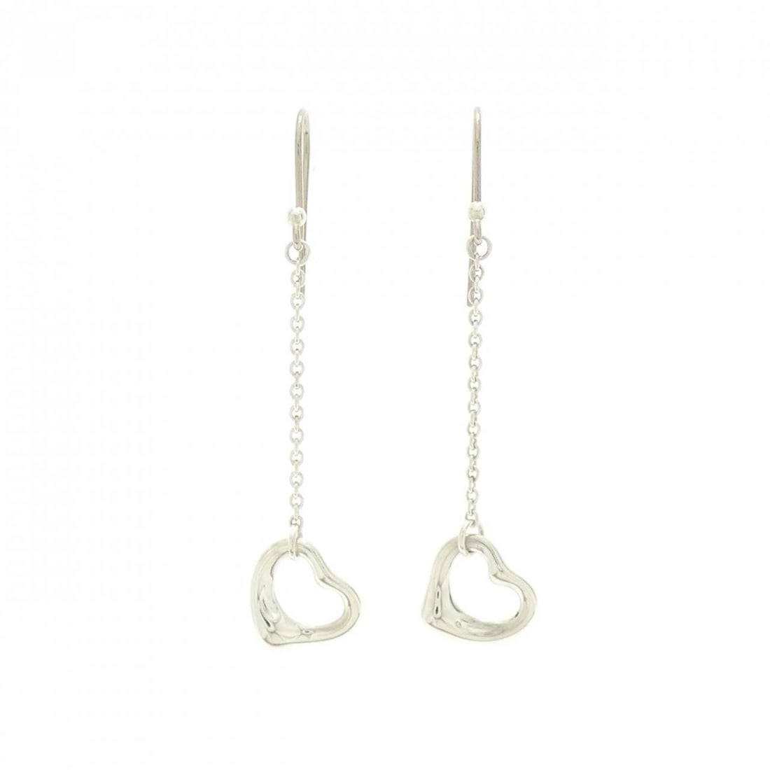 TIFFANY & CO. OPEN HEART DROP EARRINGS: TIFFANY & Co. Open Heart Drop Earrings Brand: TIFFANY&Co. Type/Style: TIFFANY&Co. Pierce/Earring Material: 925Silver, Color: Silver Size: Actual Size Approx. Length x width: 48.7mm x 10.5mm