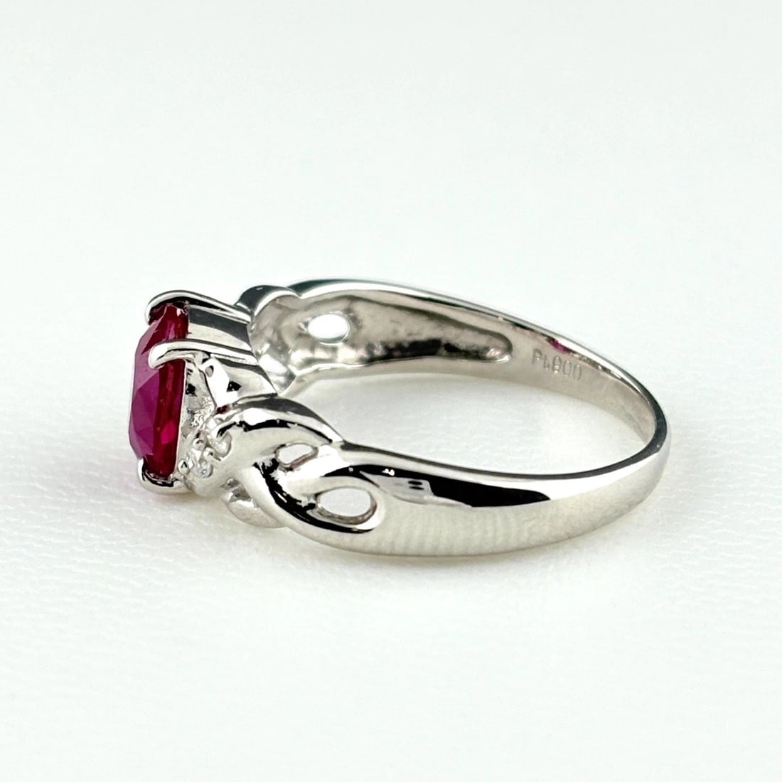 RUBY DESIGN RING PLATINUM MELEE DIAMOND - 3