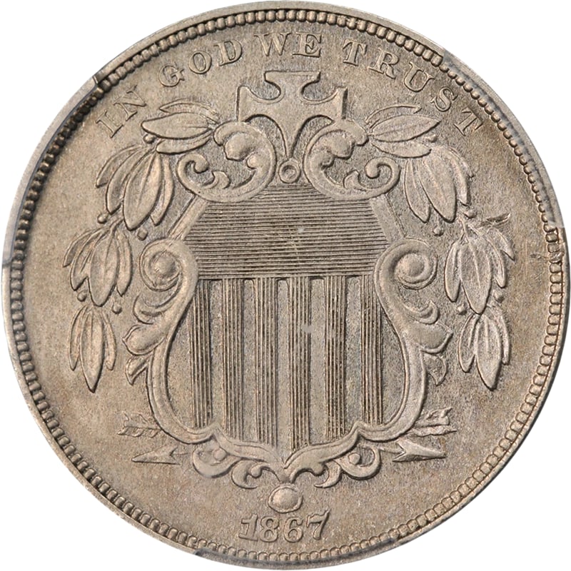 1867 SHIELD NICKEL RAYS PROOF - 2