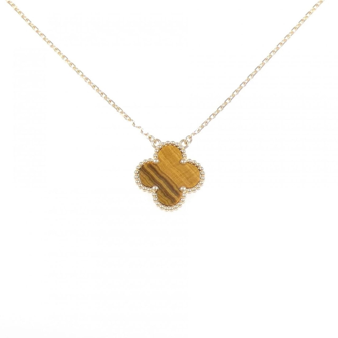 VAN CLEEF & ARPELS ALHAMBRA NECKLACE: Van Cleef & Arpels Alhambra Necklace Brand: Van Cleef & Arpels Type/Style: Van Cleef & Arpels Necklace Material: 750 yellow gold, Main Stone Tiger's Eye Color: yellow gold Size: Lenght 37?42cm Pendant
