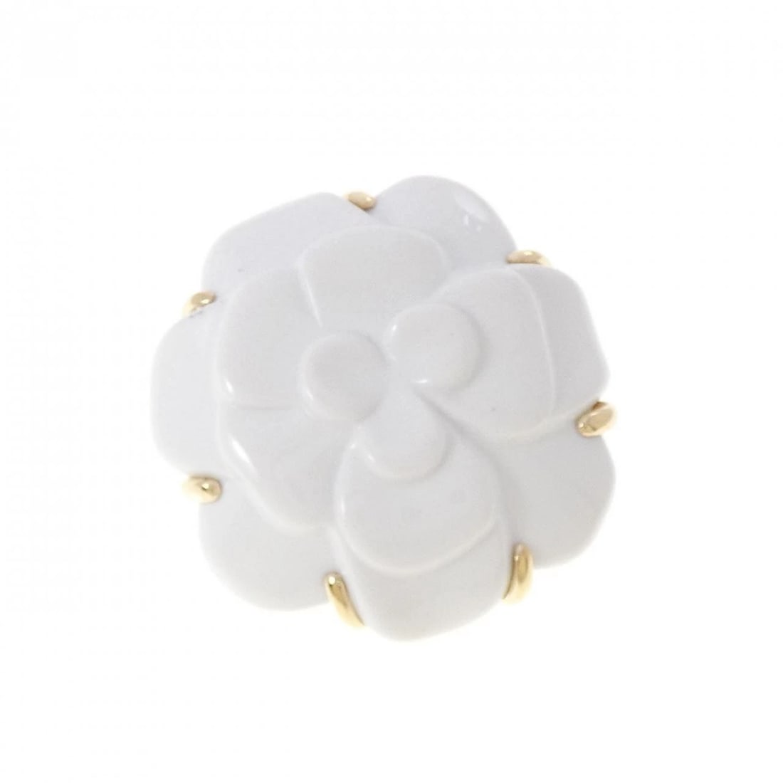 CHANEL CAMELLIA BROOCH: Chanel Camellia Brooch Brand: CHANEL Type/Style: Chanel Pendant/Brooch Material: 750 yellow gold, Main Stone Chalcedony Color: yellow gold Size: Approximate dimensions (height x width): 39.7? x 39.0?