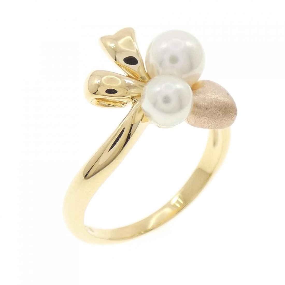 MIKIMOTO AKOYA PEARL RING: Mikimoto Akoya Pearl Ring Brand: MIKIMOTO Type/Style: Ring Material: 18K Yellow Gold/18K Pink Gold, Main Stone Akoya Pearl Color: Yellow Gold/ Pink Gold Size: US 6 1/2 Accessories: None Accessories