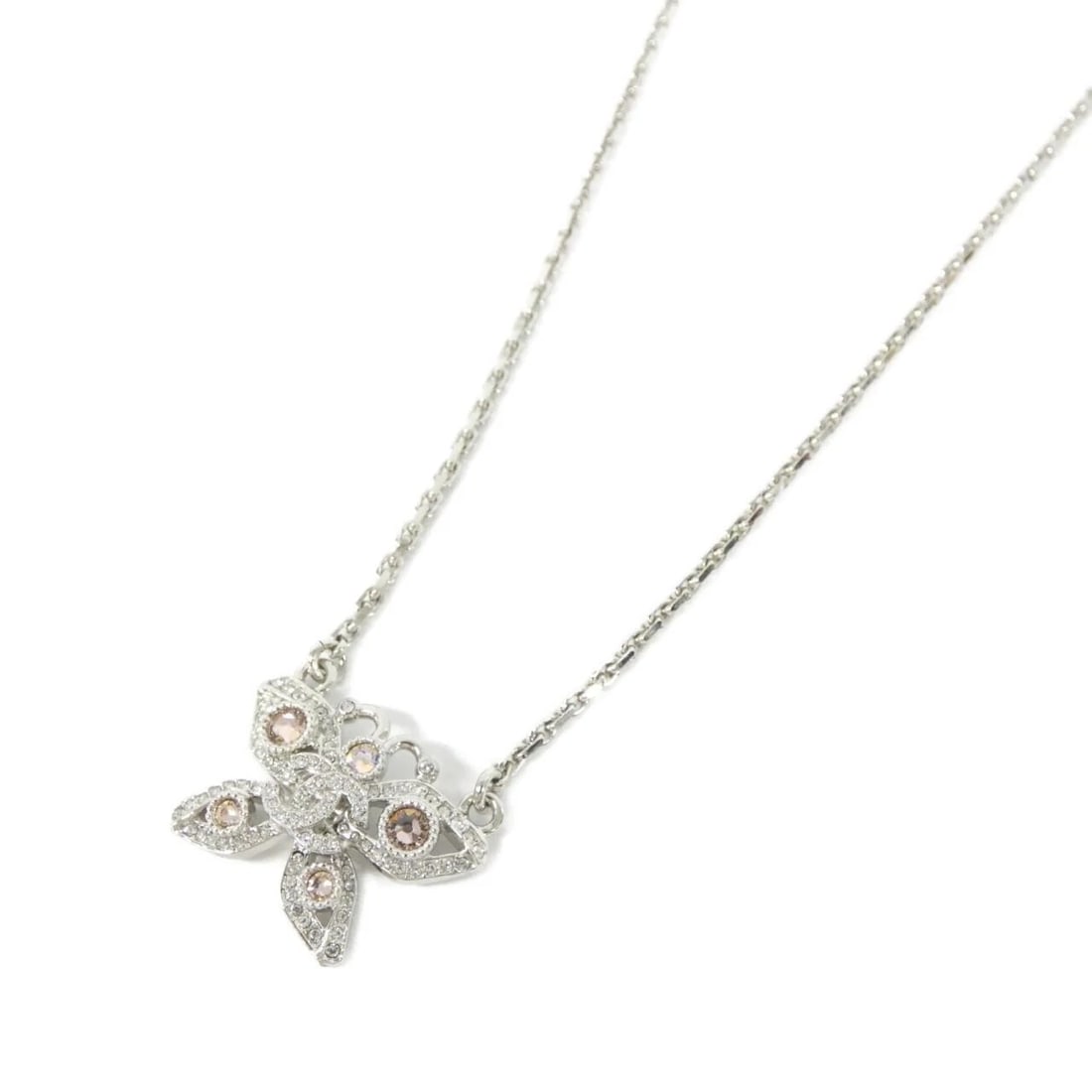 CHANEL ABG139 NECKLACE: Chanel ABG139 Necklace Brand: CHANEL Type/Style: Chanel Necklace Material: none, Color: PINK+CRYSTAL (Pink + Crystal) / SILVER Size: Length : 39-45cm Top width x height: 2.5cm x2cm Accessories: None