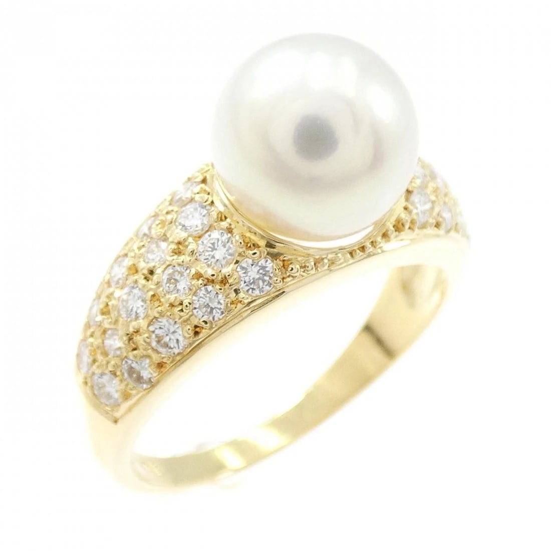 MIKIMOTO AKOYA PEARL RING: Mikimoto Akoya Pearl Ring Brand: MIKIMOTO Type/Style: Mikimoto Ring Material: K18 yellow gold, Main Stone Natural Color: yellow gold Size: US 6 1/2 Accessories: None Accessories Notice: When