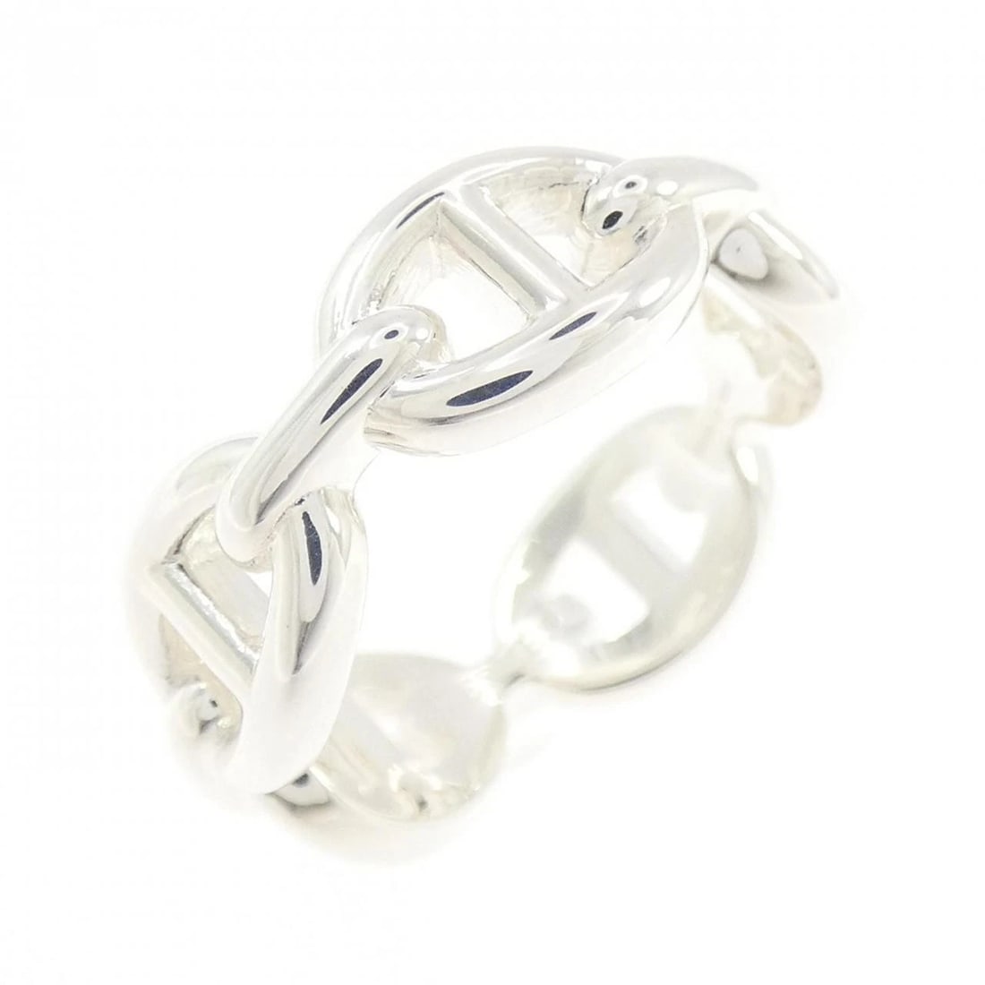 HERMES CHAINE D'ANCRE ENCHAINE RING: Hermes Chaine d'Ancre Enchaine Ring Brand: HERMES Type/Style: Hermes Ring Material: 925Silver, Color: Silver Size: US 6 1/2 Accessories: None Accessories Notice: When purchasing pre-owned goods,