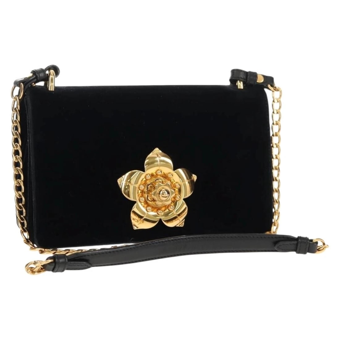 PRADA CHAIN SHOULDER BAG VELOR BLACK SILVER: PRADA Chain Shoulder Bag Velor Black Silver Brand: PRADA Type/Style: Shoulder Bag Material: Velor Color: Black,Silver Size: Size(Inch)W7.9 x H4.7 x D2.4inch(Approx) Accessories: None Acces