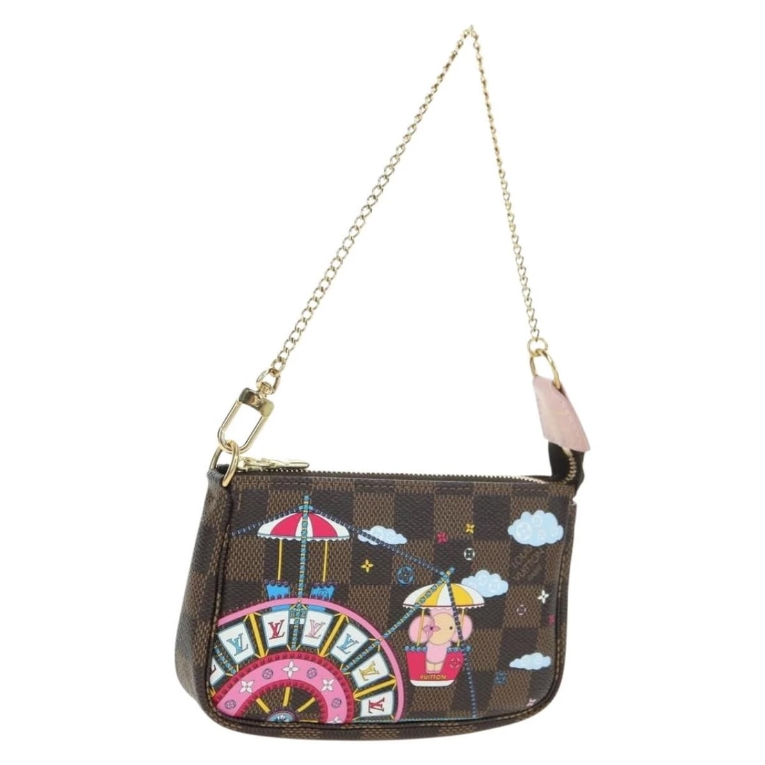 LOUIS VUITTON DAMIER VIVIENNE MINI POCHETTE AESSOIRES: LOUIS VUITTON Damier Vivienne Mini Pochette Aessoires Brand: LOUIS VUITTON Type/Style: Accessory Pouch Material: Damier Ebene Canvas Color: Damier Ebene Size: Size(Inch) W5.5 x H3.5 x D1.2inch(Approx)