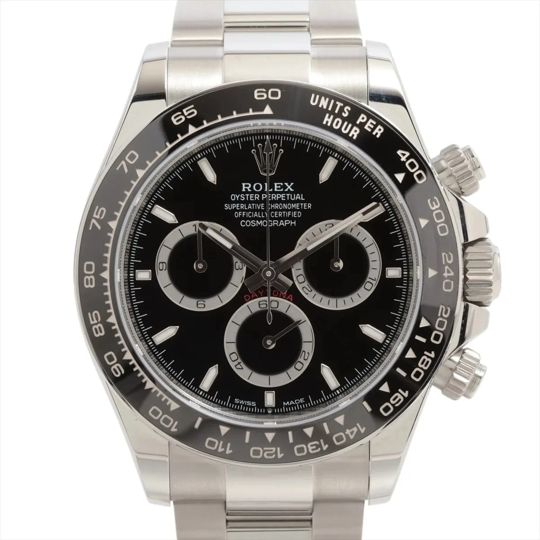 ROLEX COSMOGRAPH DAYTONA SS AT BLACK DIAL WATCH: Rolex Cosmograph Daytona SS AT black dial Brand: Rolex Type/Style: Wristwatch Material: SS Color: Dial Color Black Size: Case:W1.6 x H1.6inch / W42 x H42 Circumference of Wrist:7.9inch / 20 Access