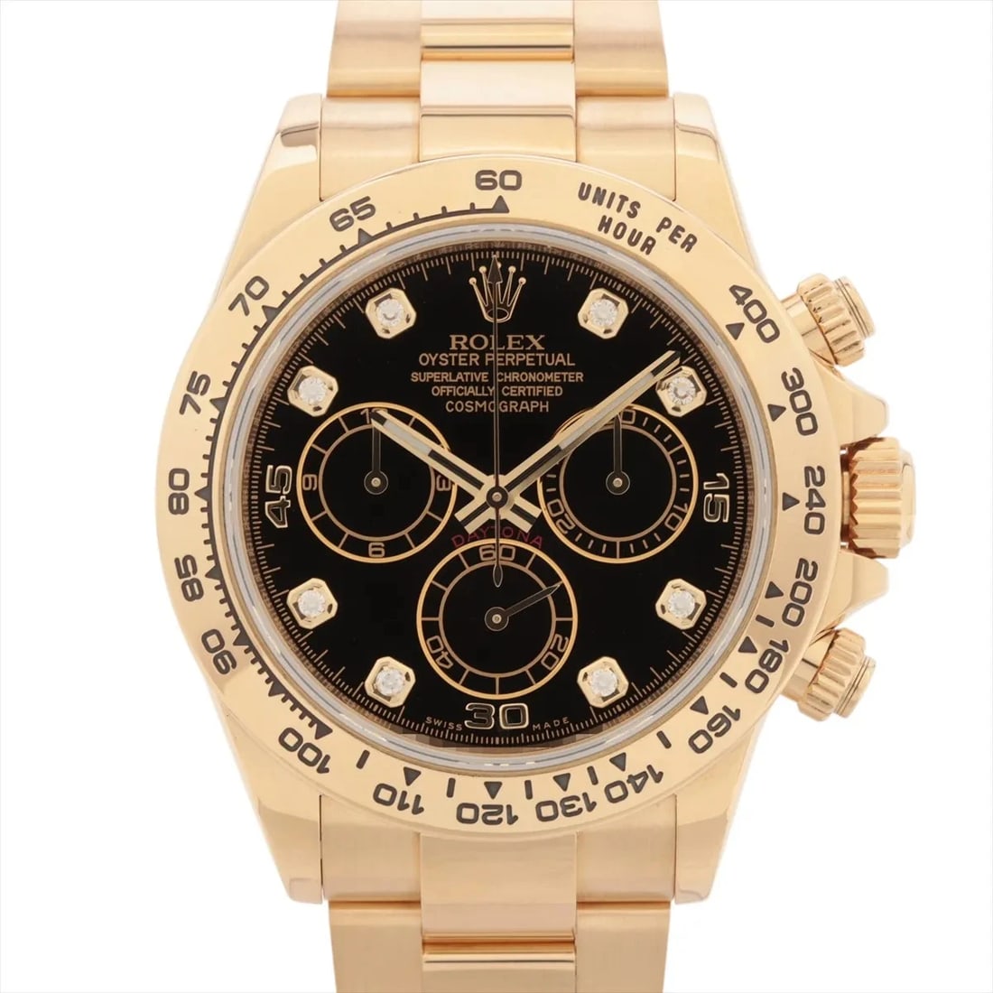 ROLEX COSMOGRAPH DAYTONA YG AT BLACK DIAL WATCH: Rolex Cosmograph Daytona YG AT black dial Brand: Rolex Type/Style: Wristwatch Material: YG Color: Dial Color Black Size: Case:W1.6 x H1.6inch / W40 x H40 Circumference of Wrist:7.1inch / 18 Access