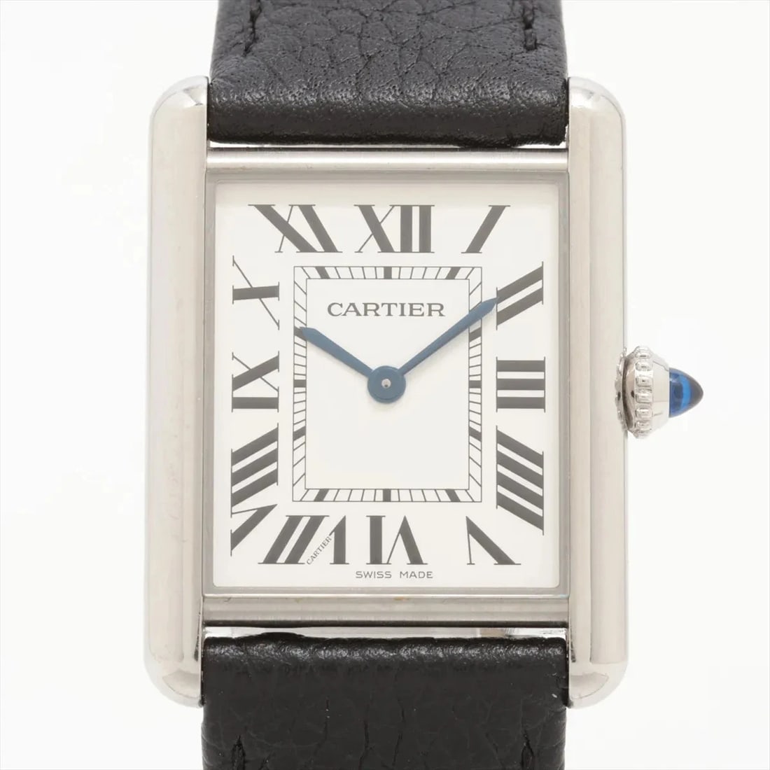 CARTIER TANK MUST LM SS & LEATHER QZ SILVER-FACE WATCH: Cartier tank Must LM SS & Leather QZ Silver-Face Brand: Cartier Type/Style: Wristwatch Material: SS & Leather Color: Dial Color Silver Size: Case:W0.8 x H1.2inch / W25.5 x H33.7 Circumference of Wrist