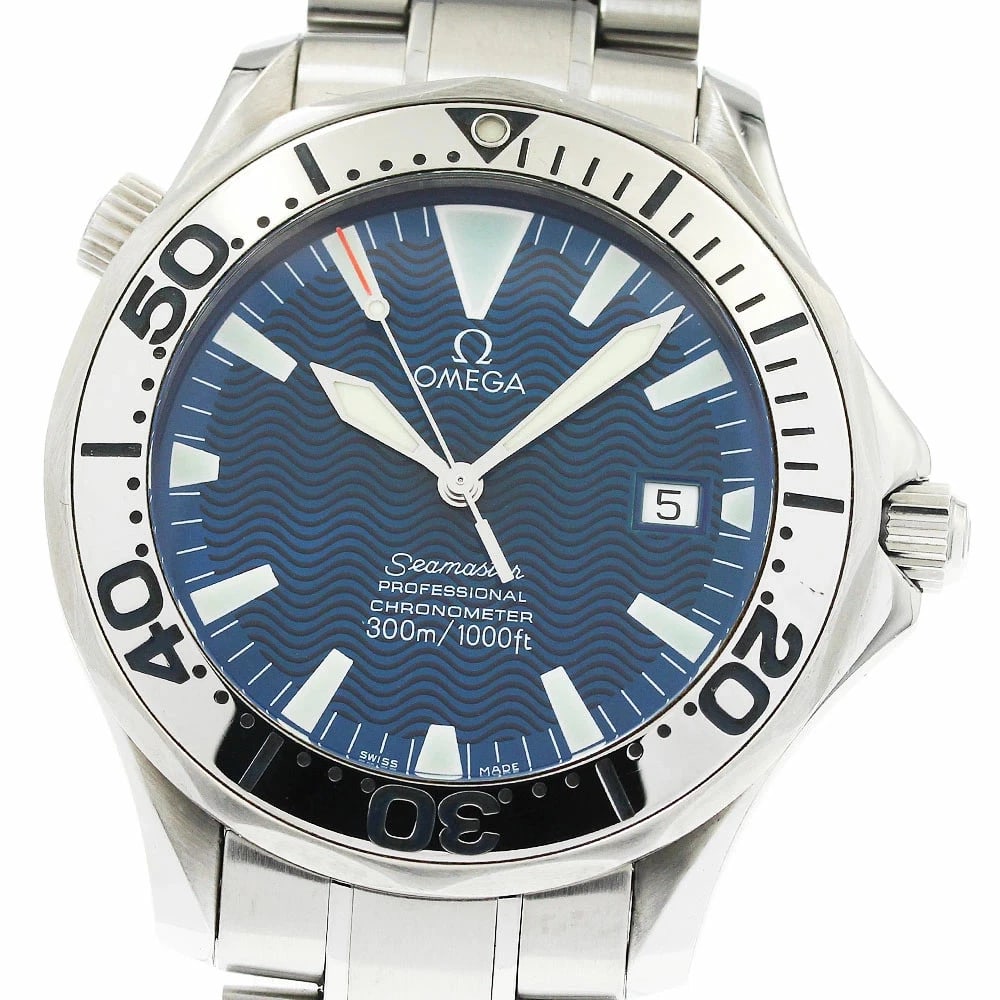 OMEGA SEAMASTER AUTOMATIC BLUE DIAL STAINLESS STEEL WATCH: Omega Seamaster Automatic Blue Dial Stainless Steel Watch Brand: OMEGA Type/Style: Wristwatch Material: SS Color: Blue dial, Blue bezel Size: Case size: 41mm Wrist size: Approx. 18cm Accessories: