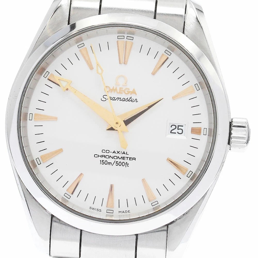 OMEGA SEAMASTER AQUA TERRA CO-AXIAL AUTOMATIC WHITE WATCH: Omega Seamaster Aqua Terra Co-Axial Automatic White Watch Brand: OMEGA Type/Style: Wristwatch Material: Stainless Steel Color: White dial Size: Case size: 39mm Wrist size: Approx. 18cm Accessories