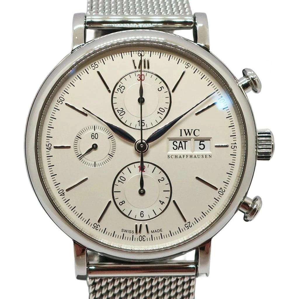 IWC PORTOFINO CHRONOGRAPH SILVER DIAL AUTOMATIC STAINLESS STEEL WATCH: Iwc Portofino Chronograph Silver Dial Automatic Stainless Steel Watch Brand: IWC Type/Style: Wristwatch Material: Stainless Steel Color: beige dial Size: Case size: 42mm Wrist size: Approx. 19.0cm