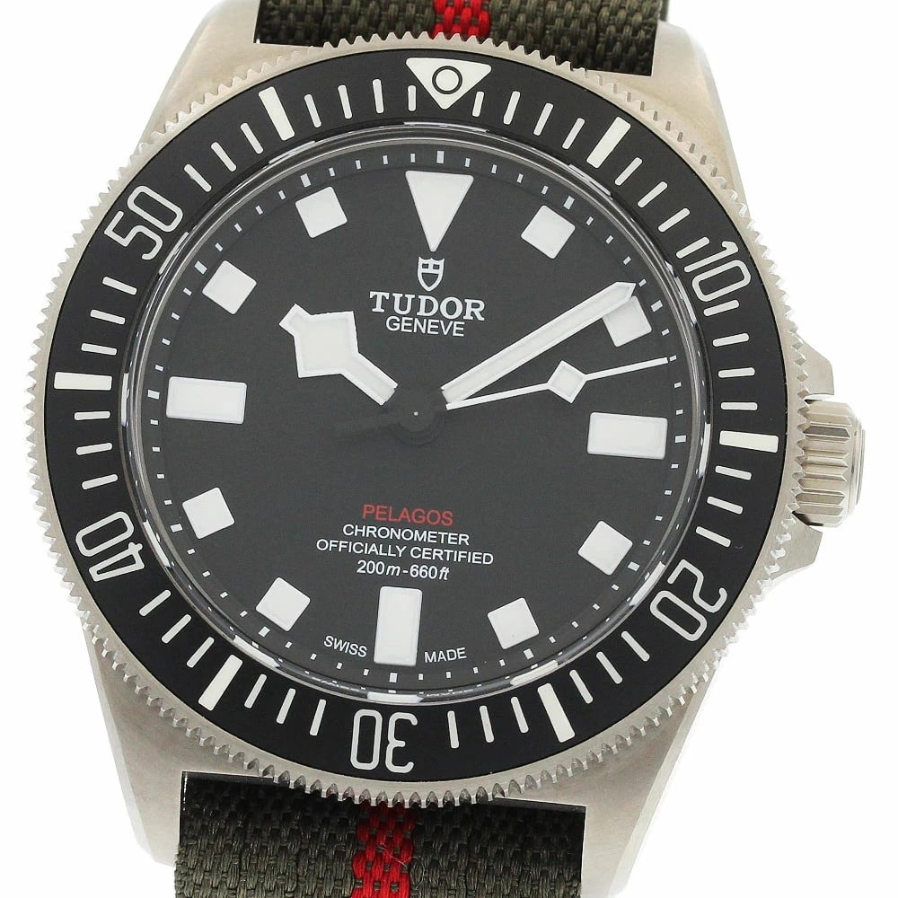 TUDOR PELAGOS FXD AUTOMATIC BLACK DIAL TITANIUM NYLON STRAP WATCH (1 of 2)