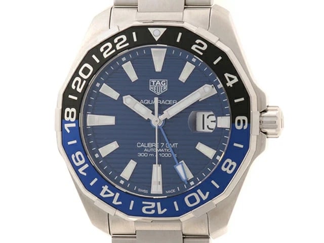 TAG HEUER AQUARACER STAINLESS STEEL AUTOMATIC BLUE WATCH: Tag Heuer Aquaracer Stainless Steel Automatic Blue Watch Brand: TAG HEUER Type/Style: Wristwatch Material: Stainless Steel Color: Blue dial Size: Case size: 43mm Wrist size: Approx. 20cm Accessori
