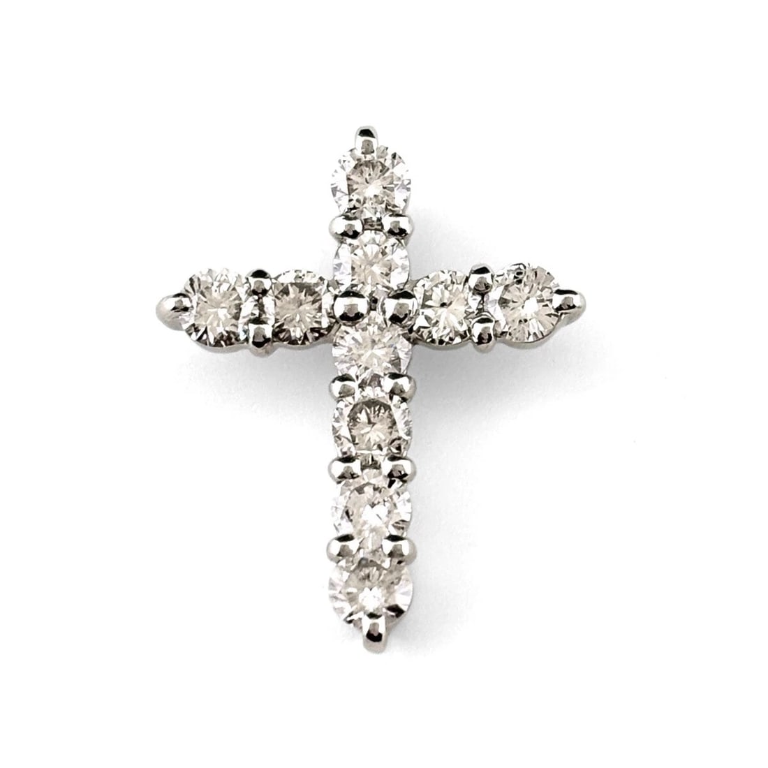 CROSS MOTIF PENDANT HEAD PLATINUM DIAMOND: Cross motif Pendant Head Platinum diamond Brand: Unbranded Type/Style: Pendant Head Material: Pt900, Color: Silver Size: Pendant size 19.8×16.0mm(0.8") Inside diameter of the bail 5.6×1.7mm(0.2")