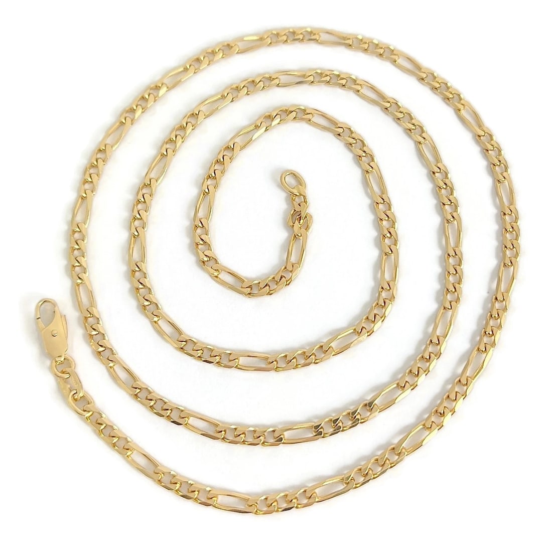 ITALIAN LONG FIGARO CHAIN NECKLACE 14K YELLOW GOLD: Italian Long Figaro Chain Necklace 14K Yellow Gold Brand: Unbranded Type/Style: Necklace Material: 14K Yellow Gold, Color: Gold Size: Length: 24 inches Width: 3 mm Accessories: None Access