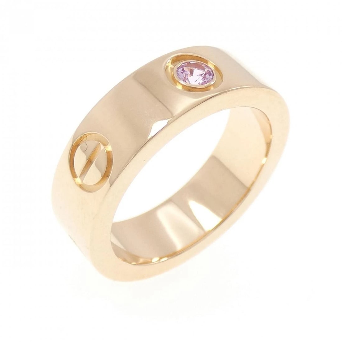 CARTIER LOVE RING: Cartier Love Ring Brand: CARTIER Type/Style: Cartier Ring Material: 750 Pink Gold, Main Stone Sapphire Color: Pink Gold Size: US 5 Accessories: None Accessories Notice: When purchasing pre