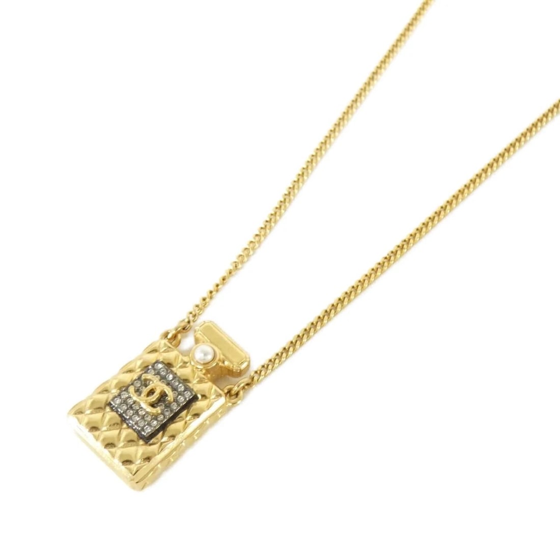 CHANEL NECKLACE: Chanel Necklace Brand: CHANEL Type/Style: Chanel Necklace Material: Fake pearl, Color: CRYSTAL+WHITE / GOLD Metal Size: Length : 42-57cm cm Top Width x Height: 1.6cm cm x 2.7cm cm Accessories: None