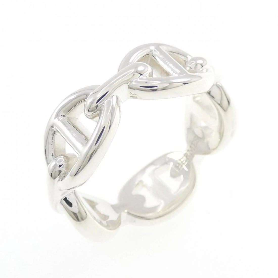 HERMES CHAINE D'ANCRE ENCHAINE RING: Hermes Chaine d'Ancre Enchaine Ring Brand: HERMES Type/Style: Hermes Ring Material: 925Silver, Color: Silver Size: US 5 3/4 Accessories: None Accessories Notice: When purchasing pre-owned goods,