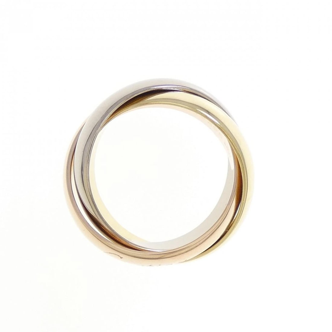CARTIER TRINITY LARGE RING: Cartier Trinity Large Ring Brand: CARTIER Type/Style: Cartier Ring Material: 750 Yellow Gold/750 White Gold/750 Pink Gold, Color: YG,WG,PG Size: US 5 Accessories: None Accessories Notice: