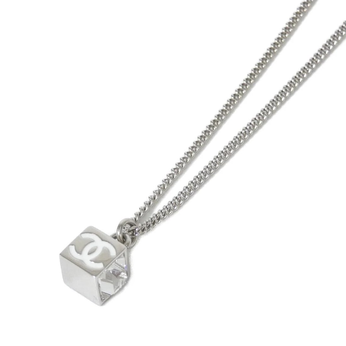 CHANEL NECKLACE: Chanel Necklace Brand: CHANEL Type/Style: Chanel Necklace Material: NONE, Color: CRYSTAL+WHITE (Crystal + White) / SILVER (Silver) Metal Size: Length : 40/58 cm Top Width x Height: 1 cm x 0.7 cm