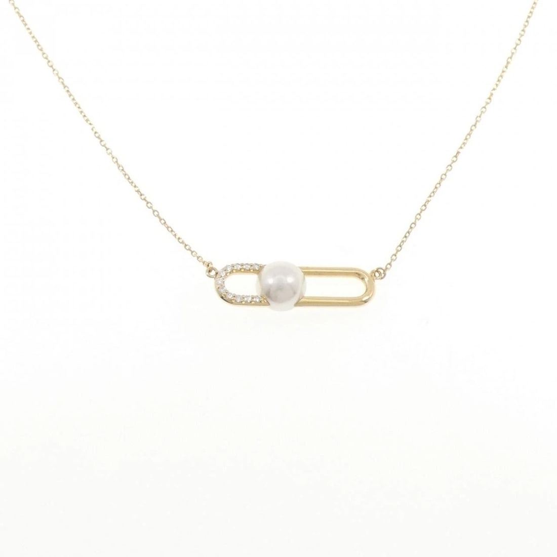 TASAKI FINE LINK NECKLACE: TASAKI Fine Link Necklace Brand: TASAKI Type/Style: Tasaki Necklace Material: 750 Yellow Gold/Sable, Main Stone Akoya Pearl Color: Yellow Gold Size: Length 46-50cm Actual Size Pendant Length approx.