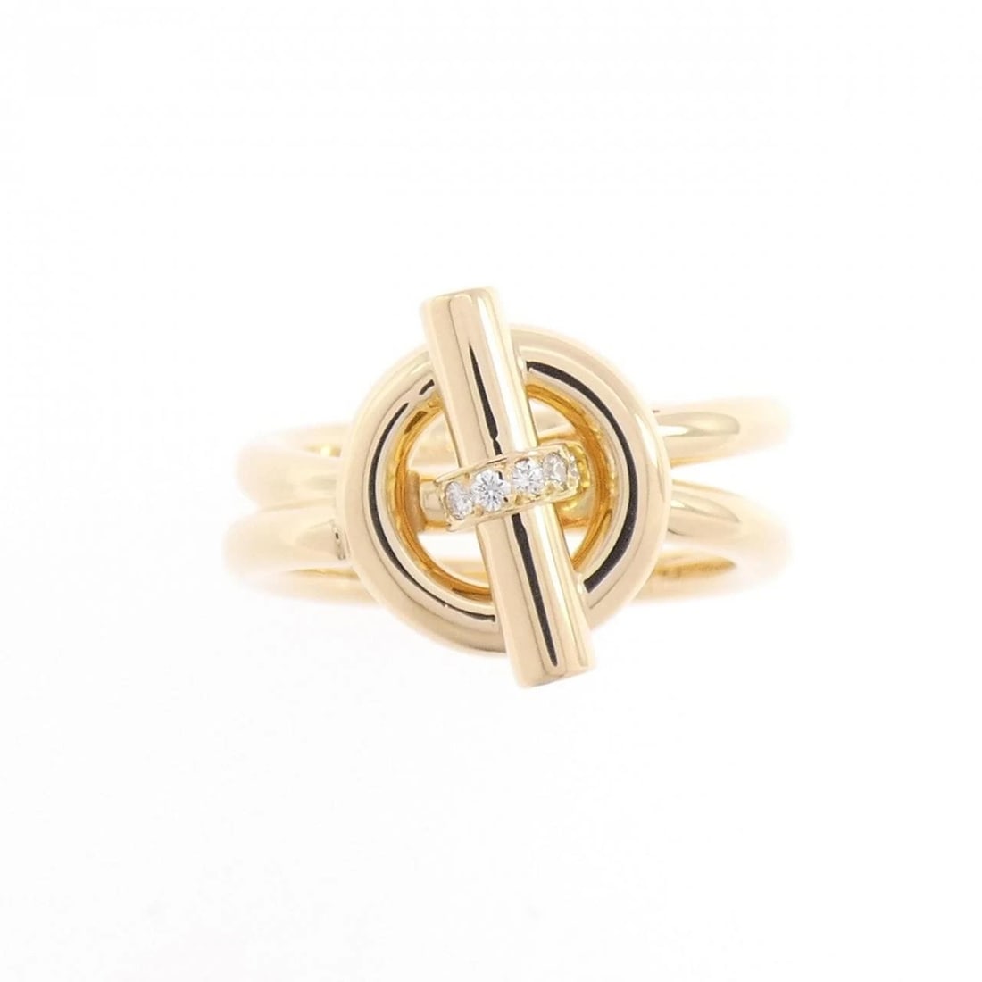 HERMES DIAMOND RING: Hermes Diamond Ring Brand: HERMES Type/Style: Hermes Ring Material: 750 yellow gold, Main Stone natural Color: Yellow Gold Size: US 5 1/4 Accessories: None Accessories Notice: When purchasing