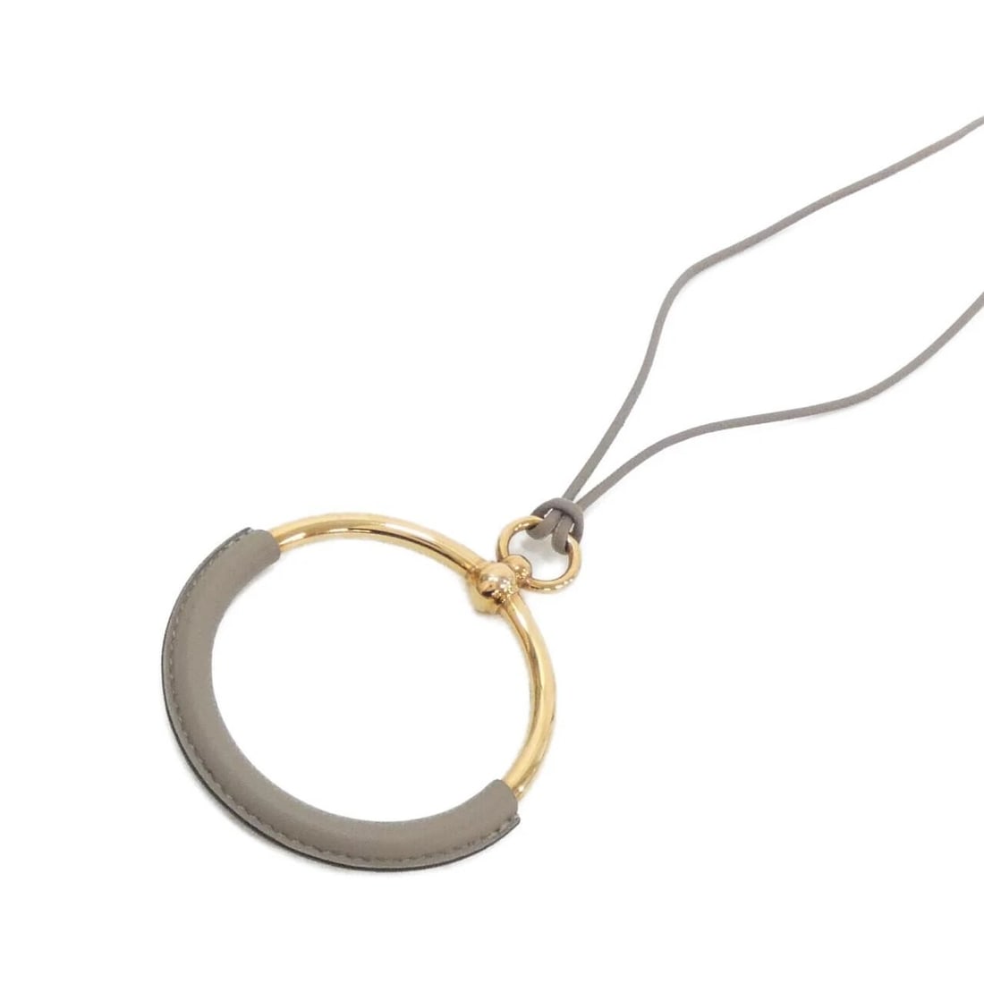 HERMES LOOP NECKLACE: Hermes Loop Necklace Brand: HERMES Type/Style: Hermes Necklace Material: None, Color: GRIS TOURTERELLE / Palladium (Rose Gold) Metal Size: Length : 80cm Top Width x Height: 7cm x 8.5cm Accessories: